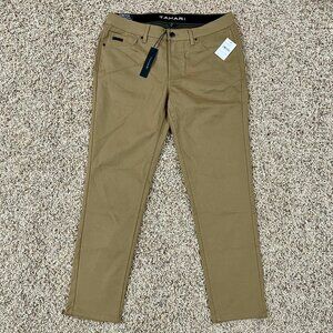 Tahari Men’s Skinny Fit Commuter Stretch Pants Tan, Size 34x30 (New)